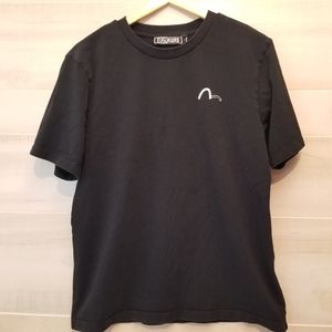 {L} Evis Evisukuro Black Tee Mixed Font Logo Spellout Streetwear